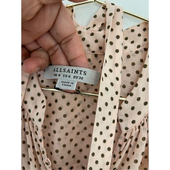 ALLSAINTS Lara Polka Dot Top Size 4 - Picture 4 of 5